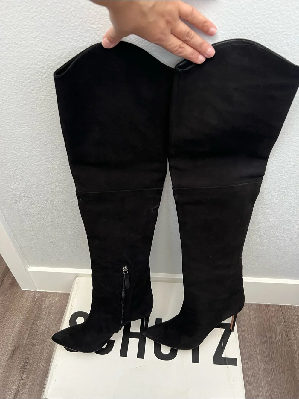 Schulz Over-the-Knee Pointed-Toe Black Suede Boots- ALMOST NEW!!!